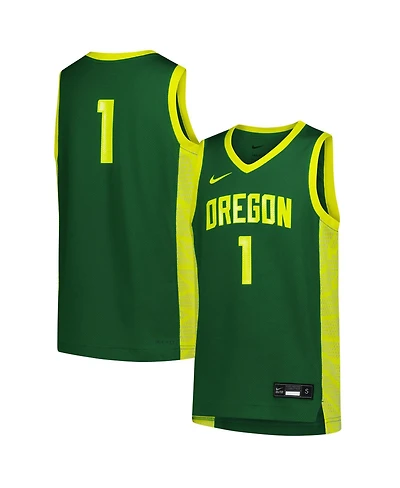 Nike Big Boys and Girls 1 Green Oregon Ducks Replica Basketball Jersey