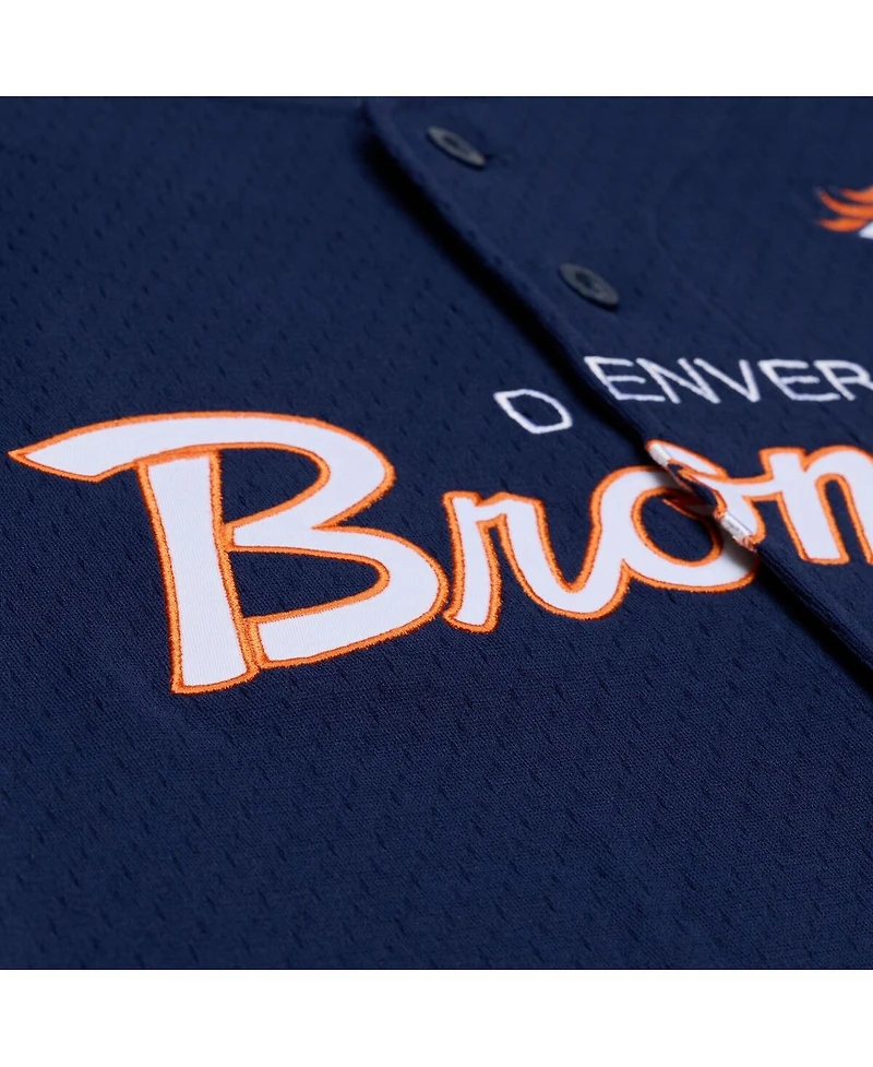Mitchell & Ness Men's Navy Denver Broncos Head Coach Mesh Full-Button Fashion Jersey