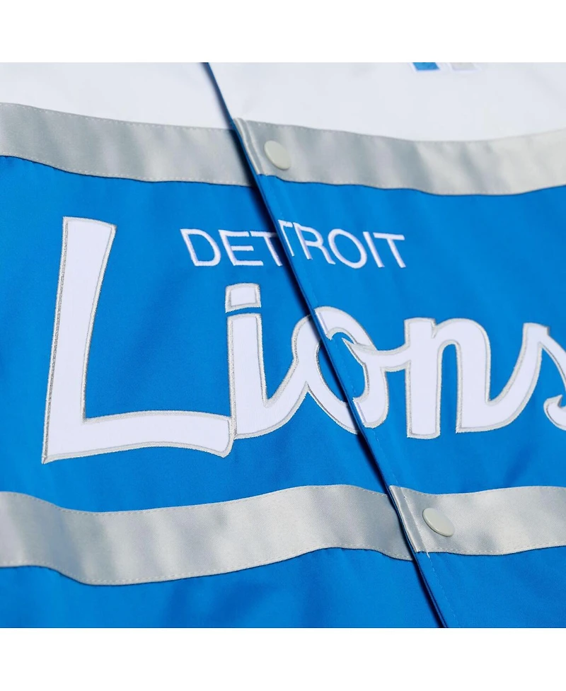 Mitchell & Ness Men's Blue Detroit Lions Head Coach Lightweight Full-Snap Satin Jacket