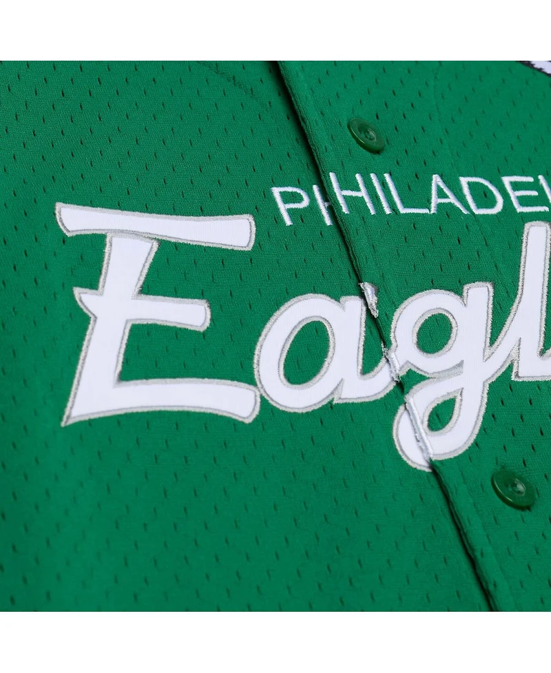 Mitchell & Ness Men's Kelly Green Philadelphia Eagles Head Coach Mesh Full-Button Fashion Jersey