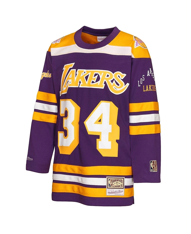 Mitchell & Ness Big Boys and Girls Shaquille O'Neal Purple Los Angeles Lakers Maxxed Out 2.0 Fashion Hockey Jersey