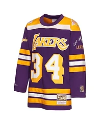 Mitchell & Ness Big Boys and Girls Shaquille O'Neal Purple Los Angeles Lakers Maxxed Out 2.0 Fashion Hockey Jersey