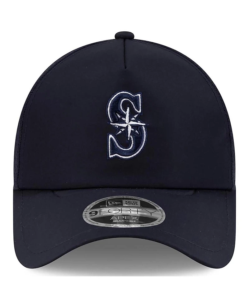New Era Men's Navy Seattle Mariners 2026 Batting Practice Apex 9FORTY Adjustable Trucker Hat
