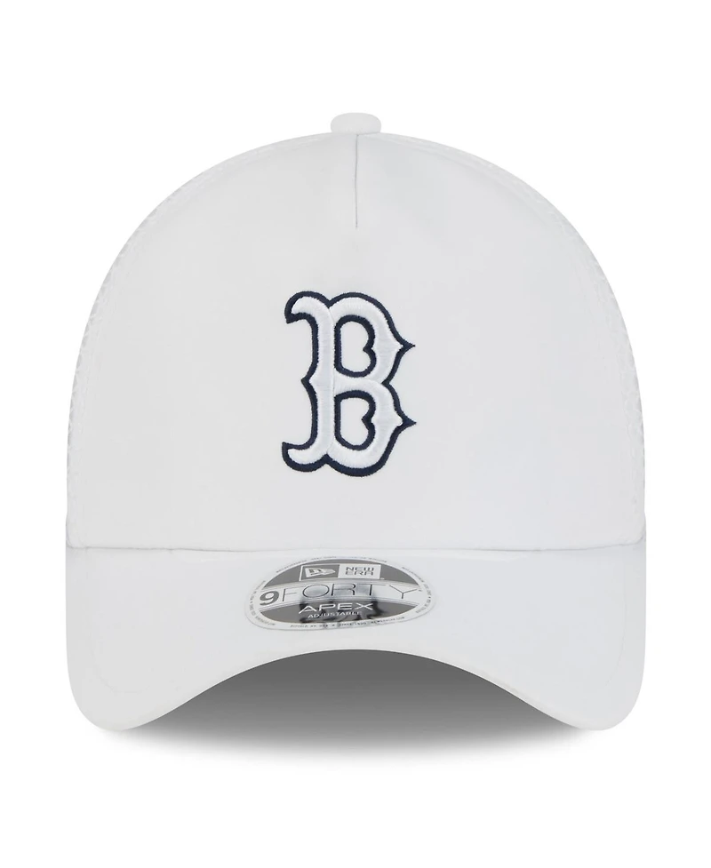New Era Men's White Boston Red Sox 2026 Batting Practice Apex 9FORTY Adjustable Trucker Hat