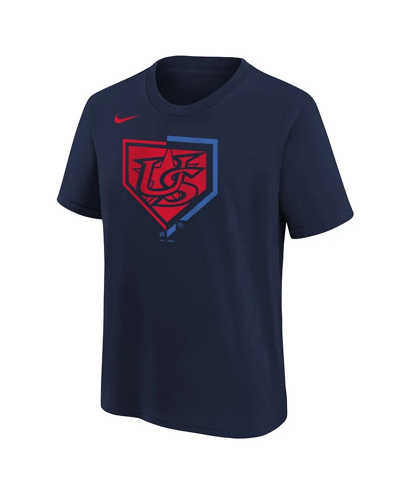 Nike Big Boys and Girls Navy Usa Baseball 2026 World Classic Shield T-Shirt