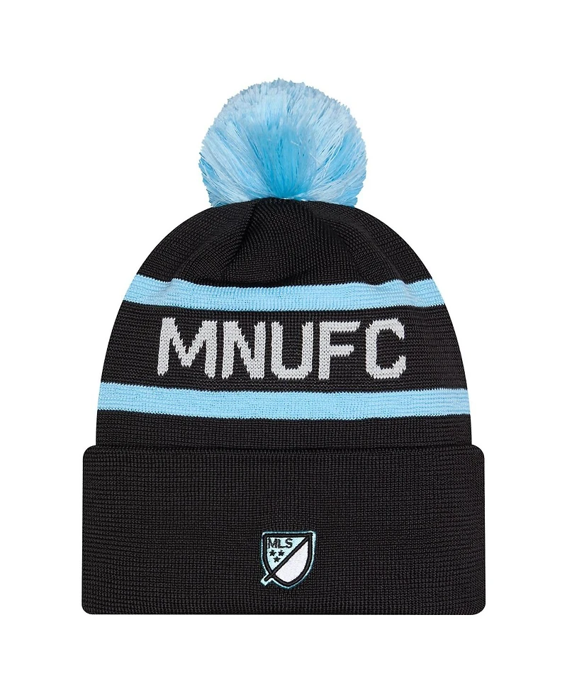 New Era Men's Black Minnesota United Fc 2026 Jersey Hook Cuffed Pom with Knit Hat