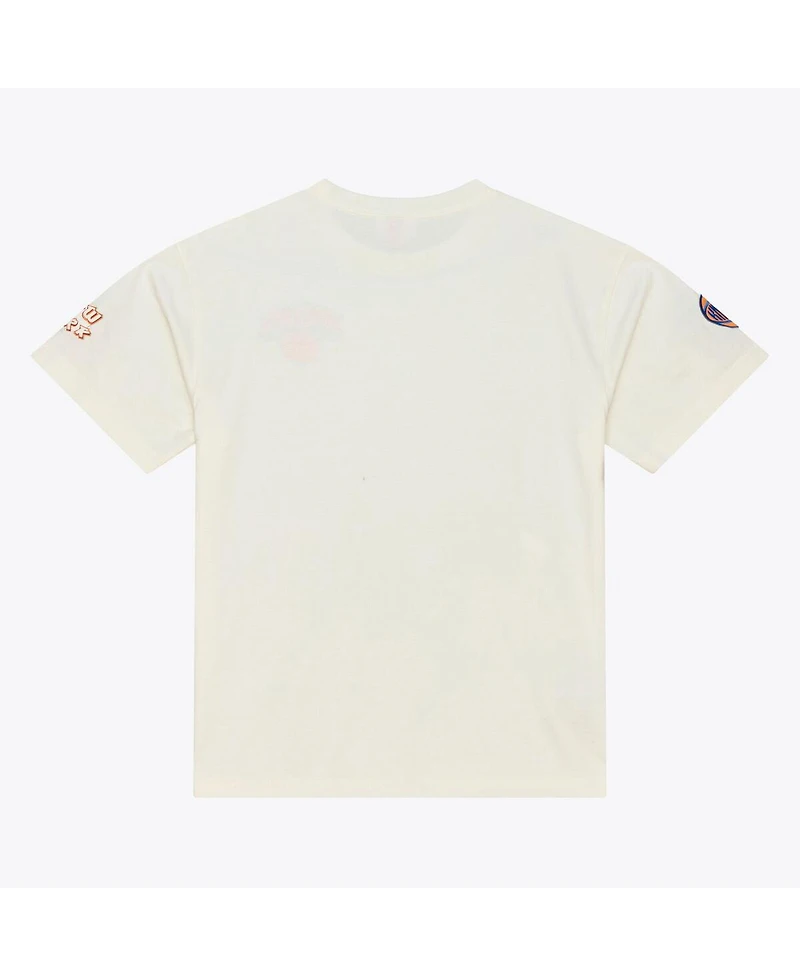 Mitchell & Ness Men's Cream New York Knicks Hardwood Classics Chainstitch Premium T-Shirt
