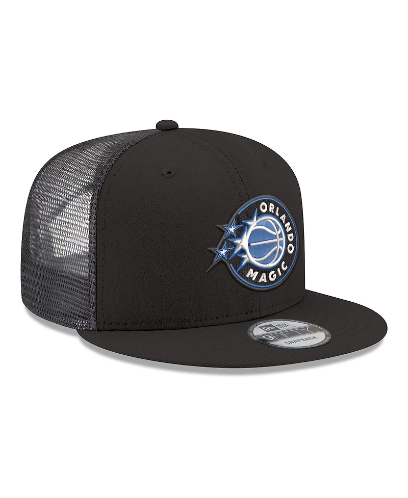 New Era Men's Black Orlando Magic Core Logo Meshback 9FIFTY Snapback Hat