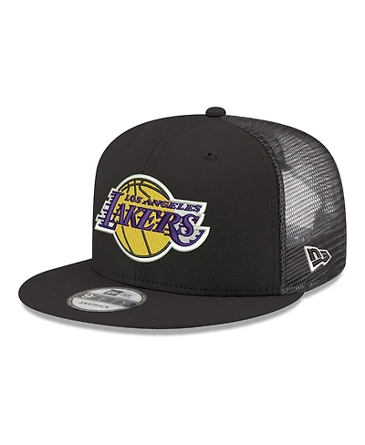 New Era Men's Black Los Angeles Lakers Core Logo Meshback 9FIFTY Snapback Hat