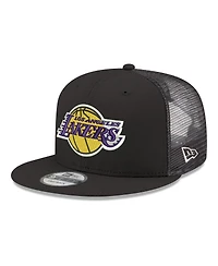 New Era Men's Black Los Angeles Lakers Core Logo Meshback 9FIFTY Snapback Hat
