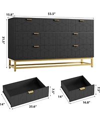 gaomon Modern Drawer Wide Dresser Chest, Gold Metal Legs & Handles