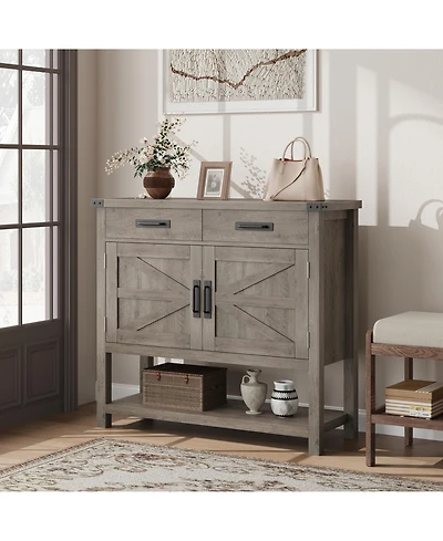 gaomon Modern Farmhouse Coffee Bar Cabinet with Drawers and Shelf