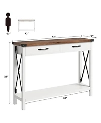 gaomon Industrial 31" Console Table with Drawers and Open Shelf, 2-Tier Narrow Sofa Table for Entryway