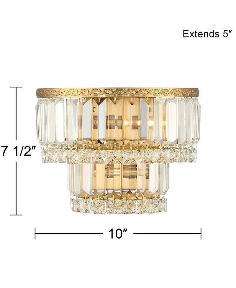 Vienna Full Spectrum Magnificence Modern Wall Light Sconces Set of 2 Hardwired 10" Fixture Demilune Clear Crystal for Bedroom Bathroom