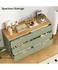 gaomon 47" Wide 6-Drawer Fluted Dresser, Modern Wooden Double Chest for Hallway