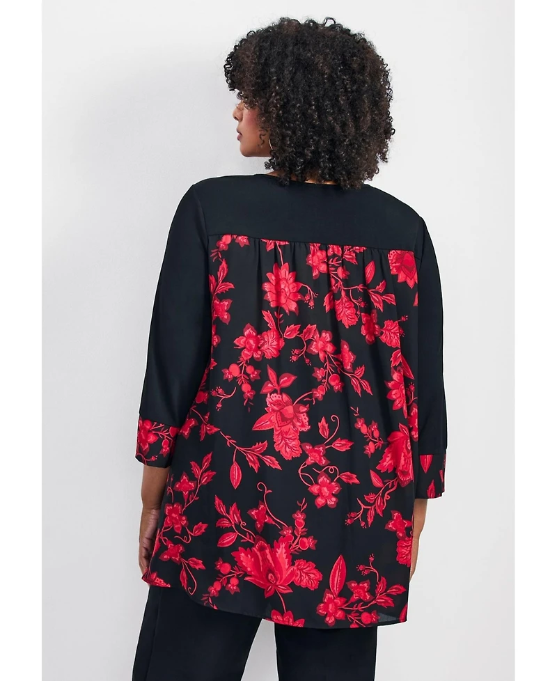 Avenue Plus Marion Mixed Media Women's Tunic
