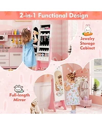 Gouun Kids Jewelry Armoire with Full-Length Mirror and 2 Tilt Angles