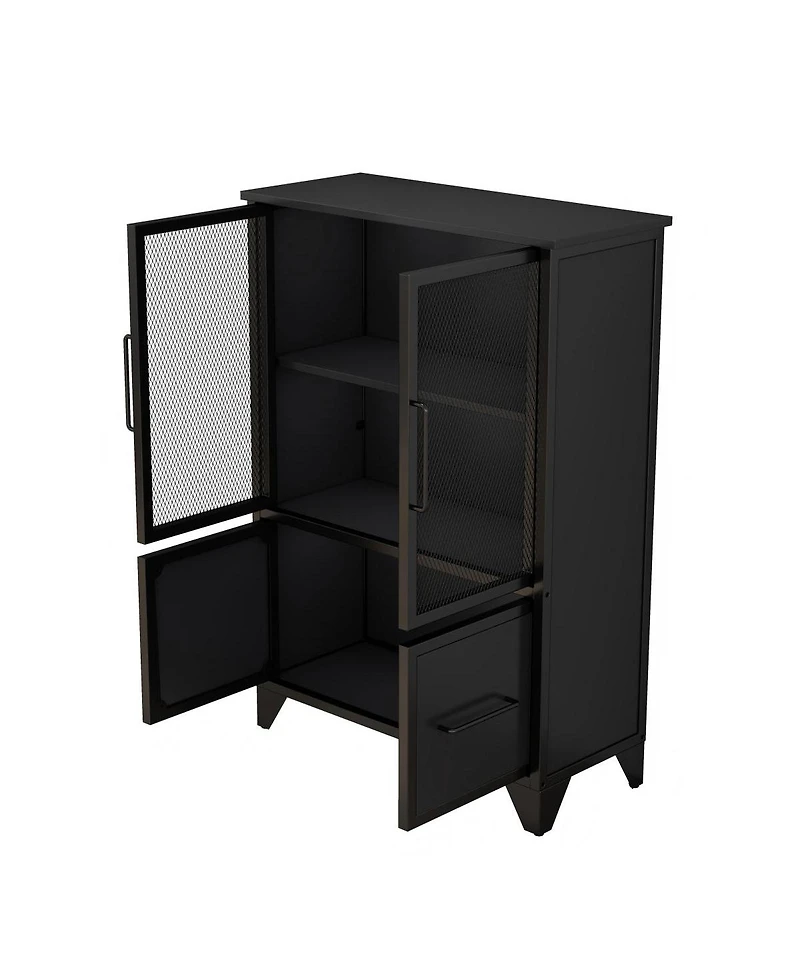 Streamdale Furniture Metal Storage Cabinet with 4 Doors and Adjustable Shelf