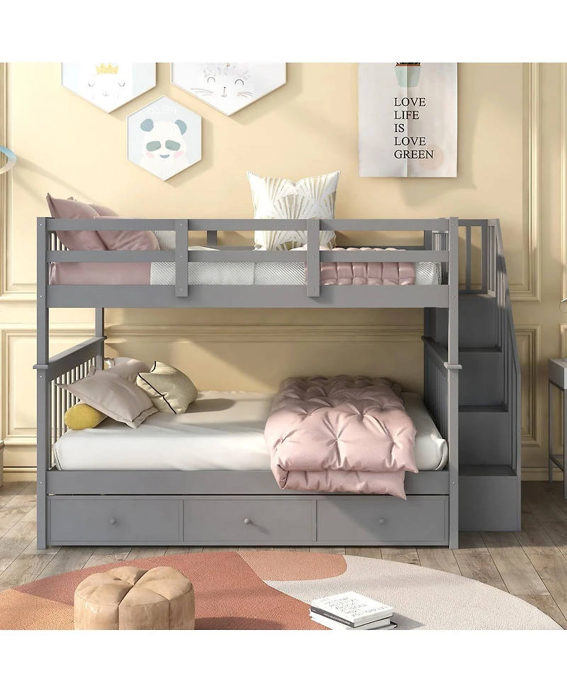 Streamdale Furniture Full/Full Bunk Bed w/ Drawer, Storage and Rail
