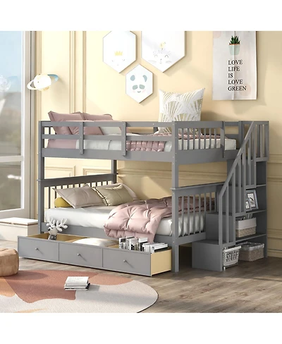 Streamdale Furniture Full/Full Bunk Bed w/ Drawer, Storage and Rail