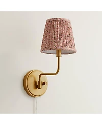 Possini Euro Design Ophelia 9 1/2"H Warm Brass Plug-In Wall Sconce Pink Floral Shade
