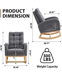 Rainsken Teddy Fleece Plush Rocking Accent Chair, Ergonomic Recliner with Side Storage Pocket and Retractable Footrest for Living Room, Balcony