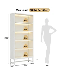 Streamdale Furniture Led 5-Tier Tall Bookcase with Storage