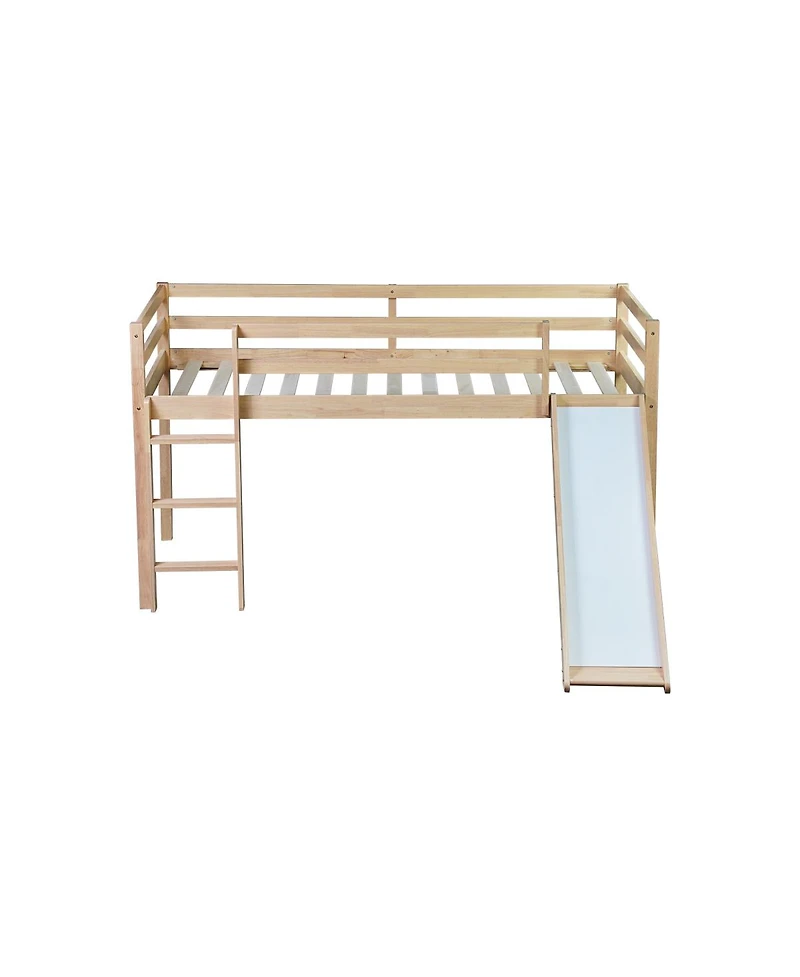 Streamdale Furniture Low Loft Bed with Slide and Ladder