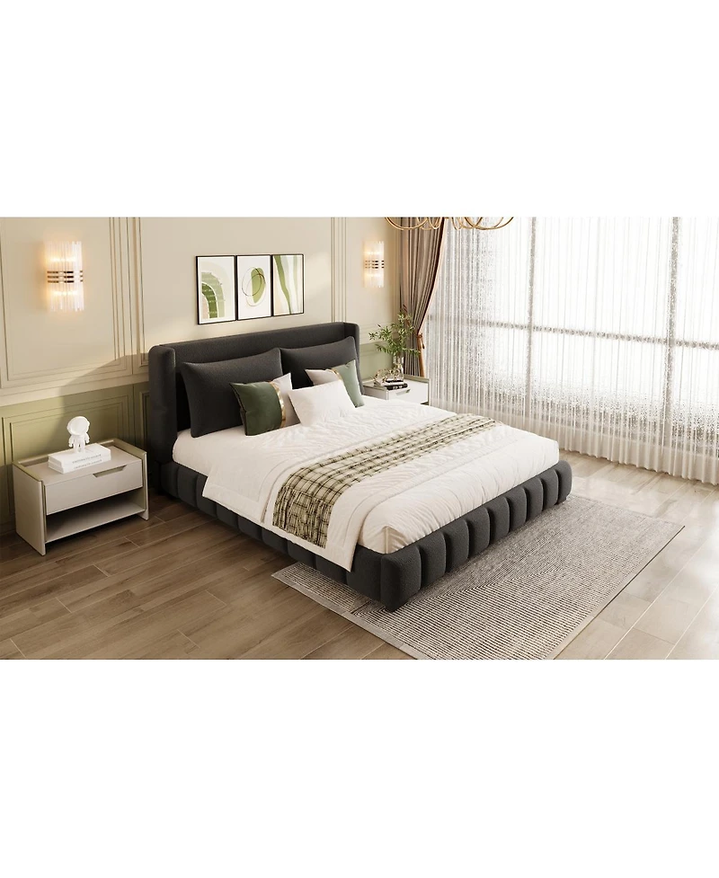 Streamdale Furniture Upholstered Platform Bed with 2 Pillows