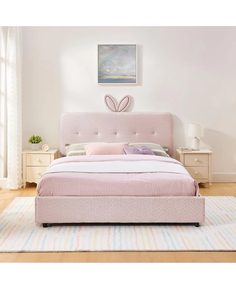 Streamdale Furniture Kids Upholstered Bed w/ Rabbit Headboard