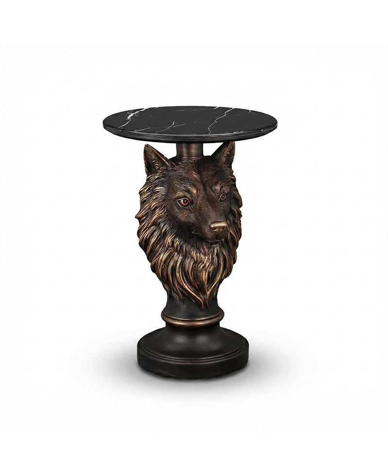 Streamdale Furniture Wolf Head Accent Table Animal Statue End Tables Livingroom