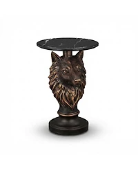 Streamdale Furniture Wolf Head Accent Table Animal Statue End Tables Livingroom