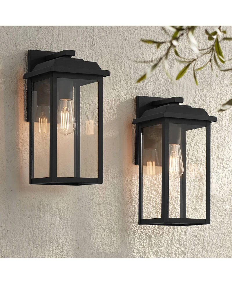 John Timberland Eastcrest Modern Outdoor Wall Light Fixtures Set of 2 Textured Metal 15 Clear Glass for Post Exterior Barn Deck