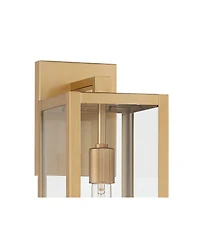 John Timberland Titan Modern Outdoor Wall Light Fixtures Set of 2 Soft Gold Rectangular Frame Clear Glass for Post Exterior Barn