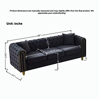 Streamdale Furniture 3+3 Velvet Chesterfield Sofa with Gold Legs