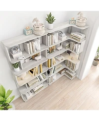 Streamdale Furniture Space-Saving Corner Bookshelf and Bookcase Set
