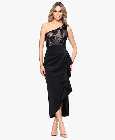 Betsy & Adam Women's One-Shoulder Midi Dress