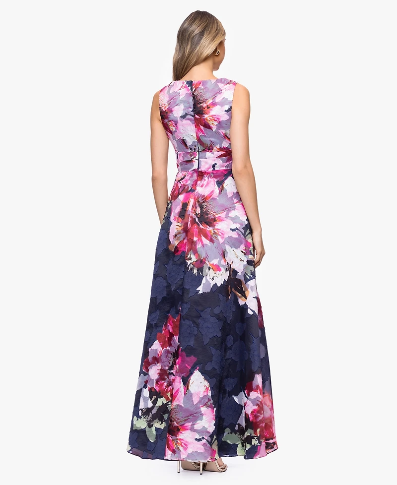 Betsy & Adam Women's V-Neck Burnout Floral Dress