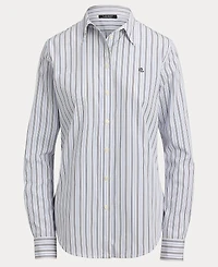 Lauren Ralph Women's Point Collar Striped Broadcloth Shirt