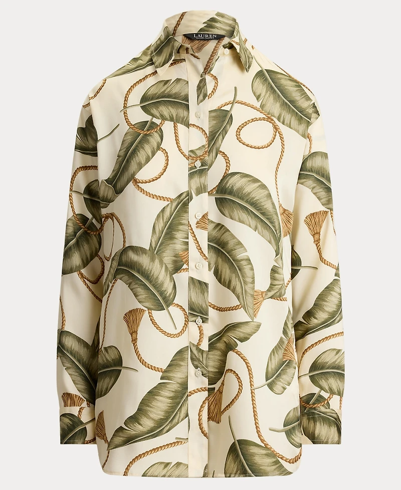 Lauren Ralph Women's Point Collar Rope-Print Twill Shirt