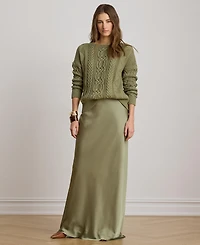 Lauren Ralph Women's Cable-Knit Boat Neck Sweater