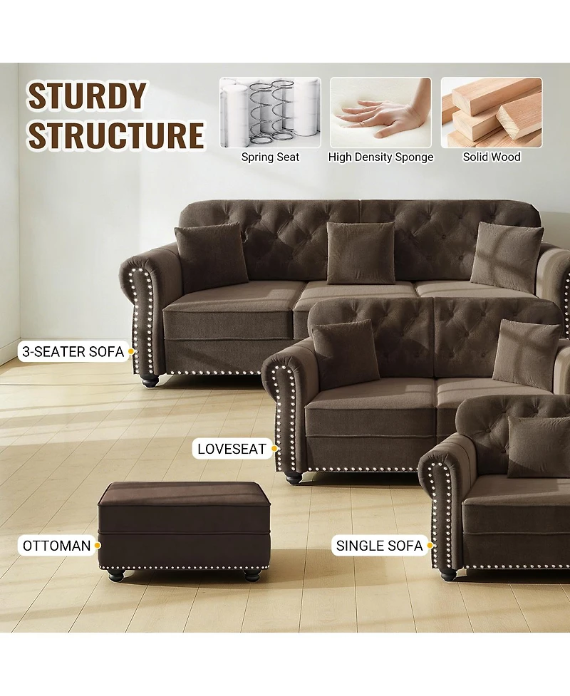Streamdale Furniture Velvet Ottoman for Sofas in Living Rooms, Offices