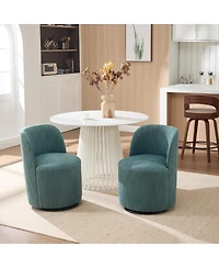 Streamdale Furniture Swivel Barrel Dining Chair, Mid Century Modern Linen Accent Chair