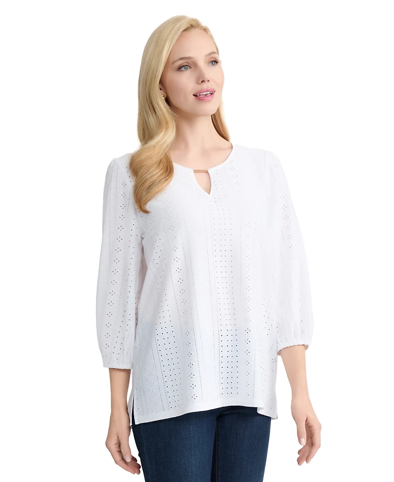 Jones New York Women's 3/4-Length-Sleeve Pull-On Top