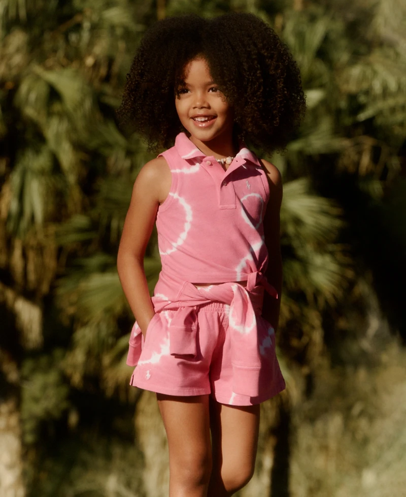 Polo Ralph Lauren Girls' 2T-6X Tie-Dye Faux-Wrap Mesh Dress