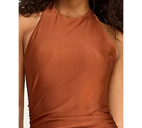 Seni & Cade Women's Halter Neck Draped Mini Dress