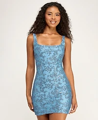 Seni & Cade Women's Sequin Corded Square Neck Mini Dress