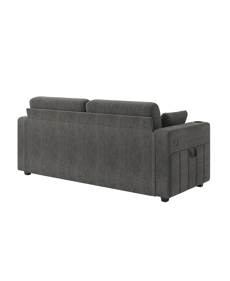 Streamdale Furniture Modern 3-Seat Chenille Sofa with Usb and Storage