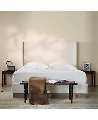 Streamdale Furniture King Oat Boucle Wingback Platform Bed