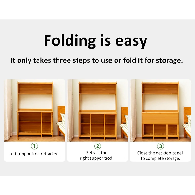 Streamdale Furniture Bamboo Folding Table for Office, Bedroom, Living Room